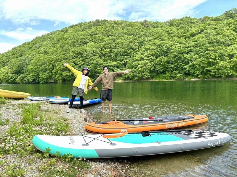七ヶ宿ポッチョンタイム】 七ヶ宿町の「長老湖」でSUP体験しちゃいまし